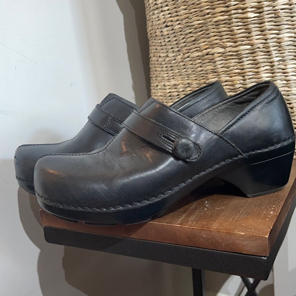 Dansko Black Leather Clogs